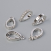 Unterpendant mit weißen Strasssteinen, silberfarbenes Metall, Durchmesser 15×3 mm ± 1 Stück