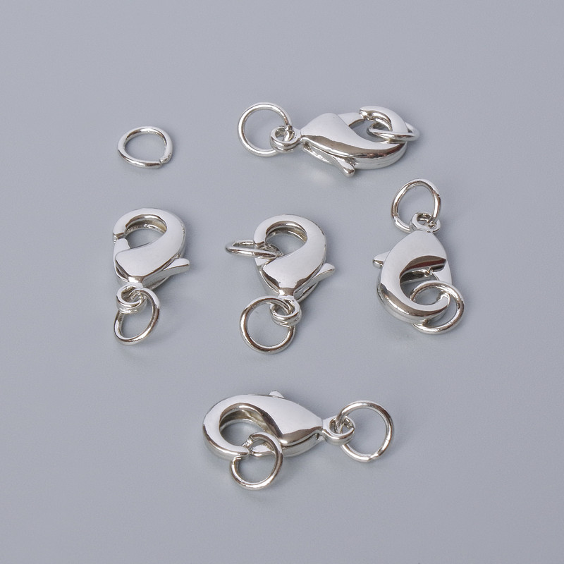 Karabiner-Verschluss, silberfarben, Maße 15 × 8 mm, 1 Stück