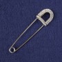 Brosche mit weißen Strasssteinen, silberfarbenes Metall, 80×20 mm+