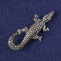 Brosche-Anhänger Krokodil silberfarbenes Metall 73×33 mm+