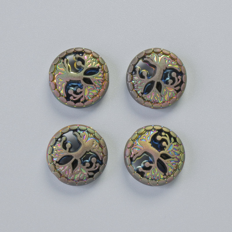 Hämatit-Perle 'Baum' Farbe: mattes Chamäleon, Durchmesser 12,5×4,5 mm ± (4 Stück)