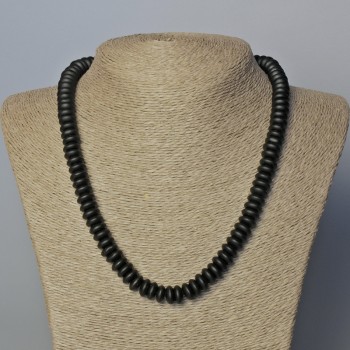 Halskette aus künstlichem Schungit (künstlich) glatte Rondelle, Durchmesser 10×4,5 mm, Länge 45-49 cm+