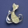 Brosche-Anhänger Katzen Perlmutt, silberfarbenes Metall, 35x28 mm+