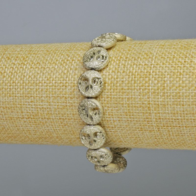 Hämatit-Armband „Baum“, matt-silberfarben, Länge 18 cm ± (elastisch)