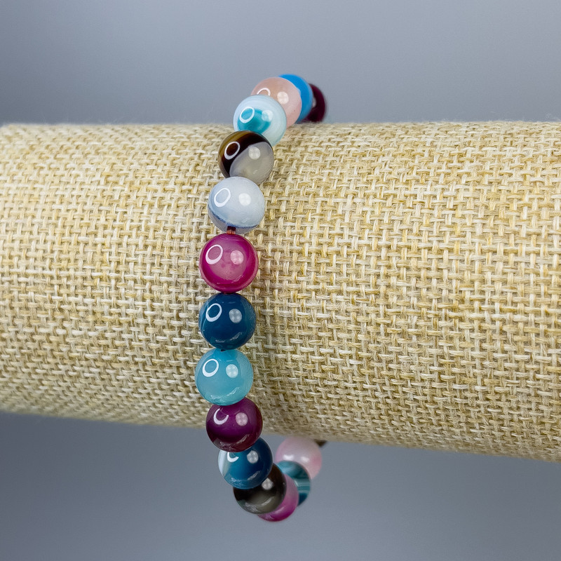 Achat-Armband mit glatten Kugeln 8 mm, Länge ca. 18 cm, Stretch