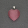 Herz-Anhänger Rosa Katzenauge, 20 × 20 × 25 mm ± silberfarbenes Metall
