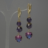 Ohrringe mit Amethyst, facettierte Kugeln, Durchmesser ca. 8–9 mm, Kristall in Fassungen ca. 12 mm, Länge ca. 56 mm