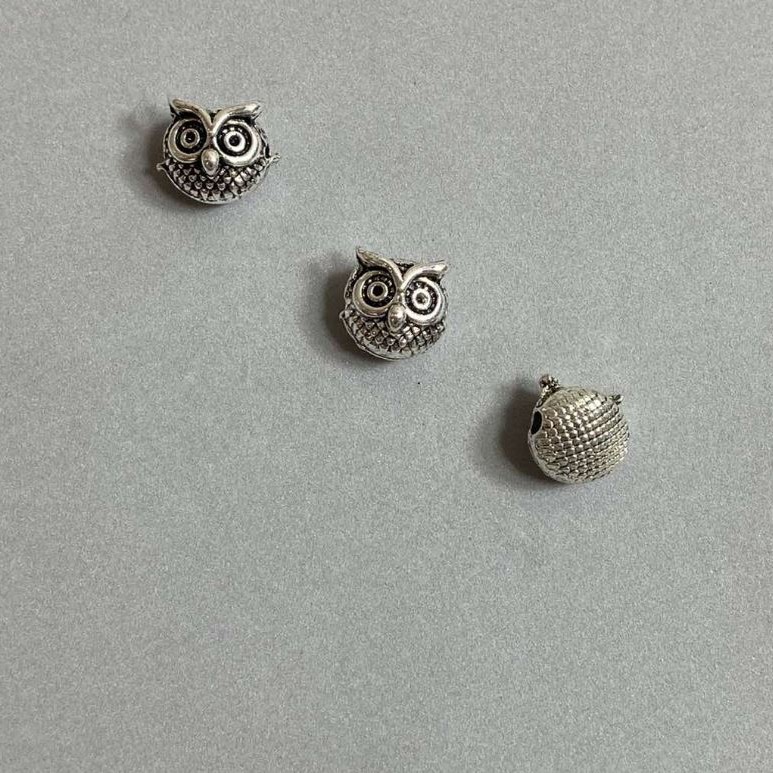 Schmuckzubehör – Perleinsatz «Eule», 3 Stück, 11 × 10 mm