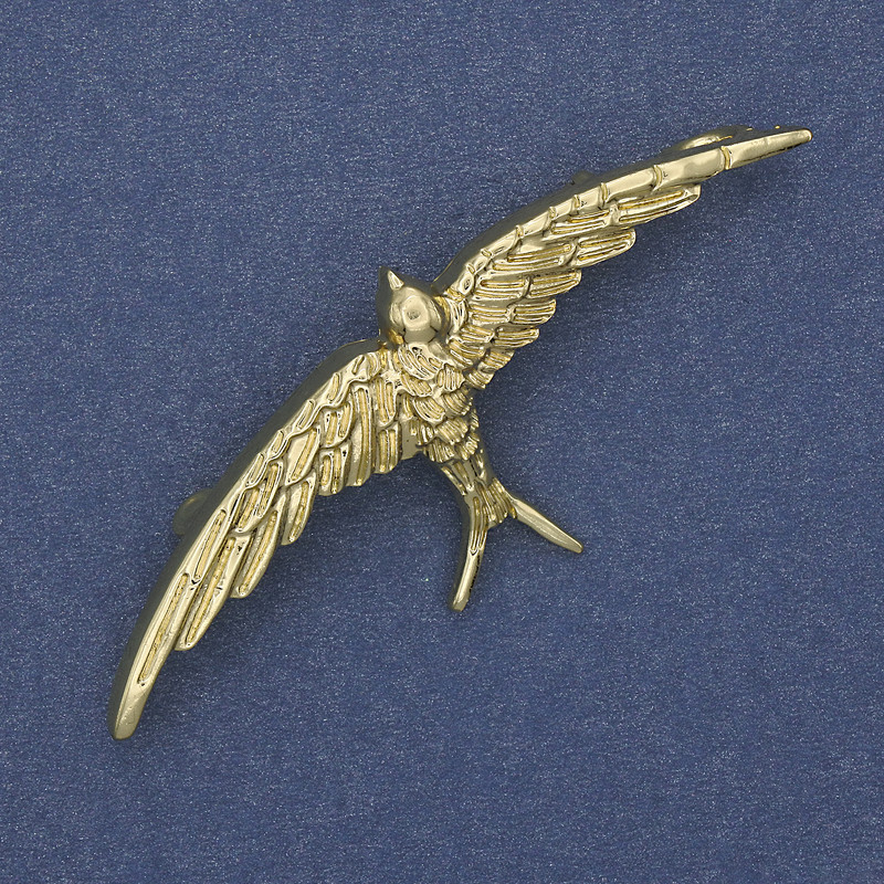 Brosche Vogel goldfarbenes Metall 62×25 mm+