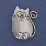 Brosche-Anhänger Katze, silbernes Metall, 37 × 29 mm+