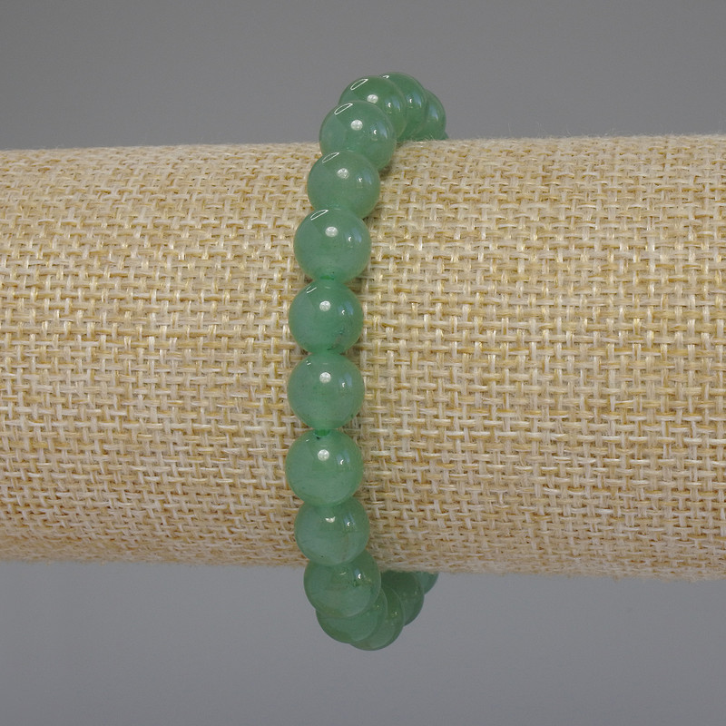 Nephrit-Armband, glatte Kugeln, Durchmesser 8 mm, Länge 18 cm, Stretcharmband