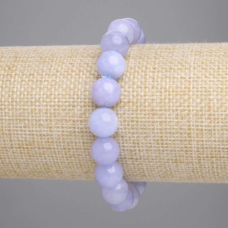 Armband Aquamarin, glatte Kugeln, Durchmesser 10 mm, Länge ca. 18 cm, Stretch