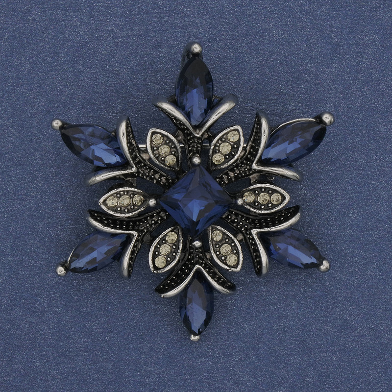 Brosche-Anhänger „Akzent“ silberfarbenes Metall 34 mm+