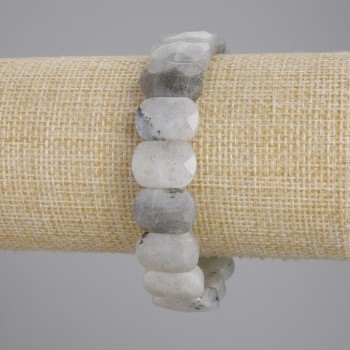 Armband aus Labradorit mit facettierten Gliedern, Glieder 15 × 11 mm, Länge ca. 18 cm, Stretch-Basis