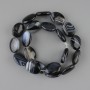 Achat-Perlen, oval flach, 19,5–20 × 15 mm, ca. 38 cm Länge, auf Faden