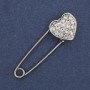 Brosche mit weißen Strasssteinen, 38 × 12 mm ± silberfarbenes Metall