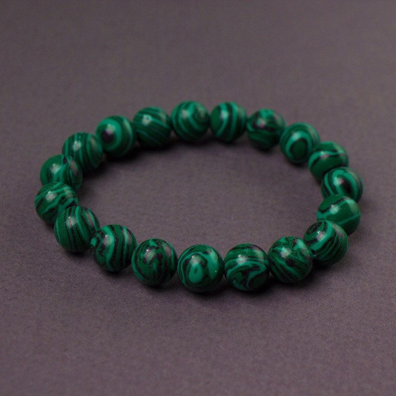 Malachit-Armband (gepresst) glatte Kugeln, Durchmesser 12 mm