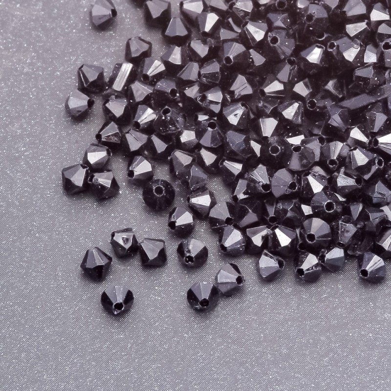 Schwarze Kunststoff-Bicone-Perle 4×4 mm, Verpackung ca. 70 g (+/- 2500 Stk)