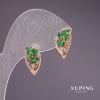 Xuping Ohrringe mit grünen Steinen, 16×9 mm, Vergoldung 18K