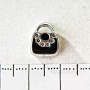 Perle-Schmuckanhänger Pandora Tasche hellgraues Metall, schwarze Emaille, 10 mm, 6 Stück