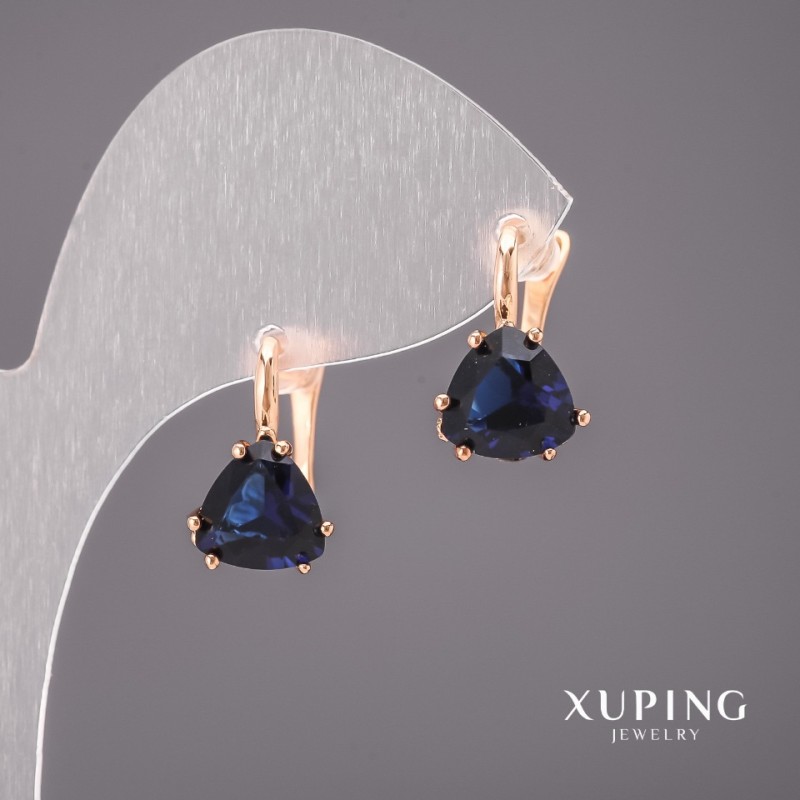 Xuping Ohrringe mit blauen Steinen 10×17 mm, 18K-Vergoldung
