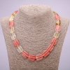 Kette aus natürlichem Chalzedon, rechteckige Perlen, Maße 13 × 18 mm, Länge 48 cm