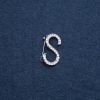 Brosche mit Initial S, 28×17 mm, Metallfarbe Silber