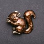 Brosche 'Eichhörnchen' mit braun-goldfarbener Emaille, Metall 48×38 mm