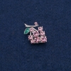 Brosche-Anhänger Weintrauben, silberfarbenes Metall mit rosa Steinen 29 × 20 mm +