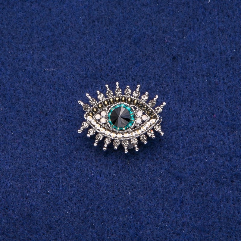 Brosche »Auge in Strasssteinen« 21×26 mm, silberfarbenes Metall