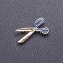 Brosche «Scheren» blaue Emaille, goldfarbenes Metall 3,5×1,8 cm