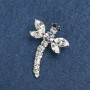 Brosche Libelle aus silberfarbenem Metall, weiße Strasssteine 36 × 28 mm +