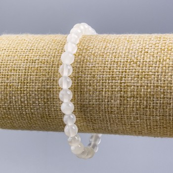 Armband aus Belomorit, natürlicher Stein, glatte Kugeln, Durchmesser ca. 6 mm, Länge 18 cm (Stretch)