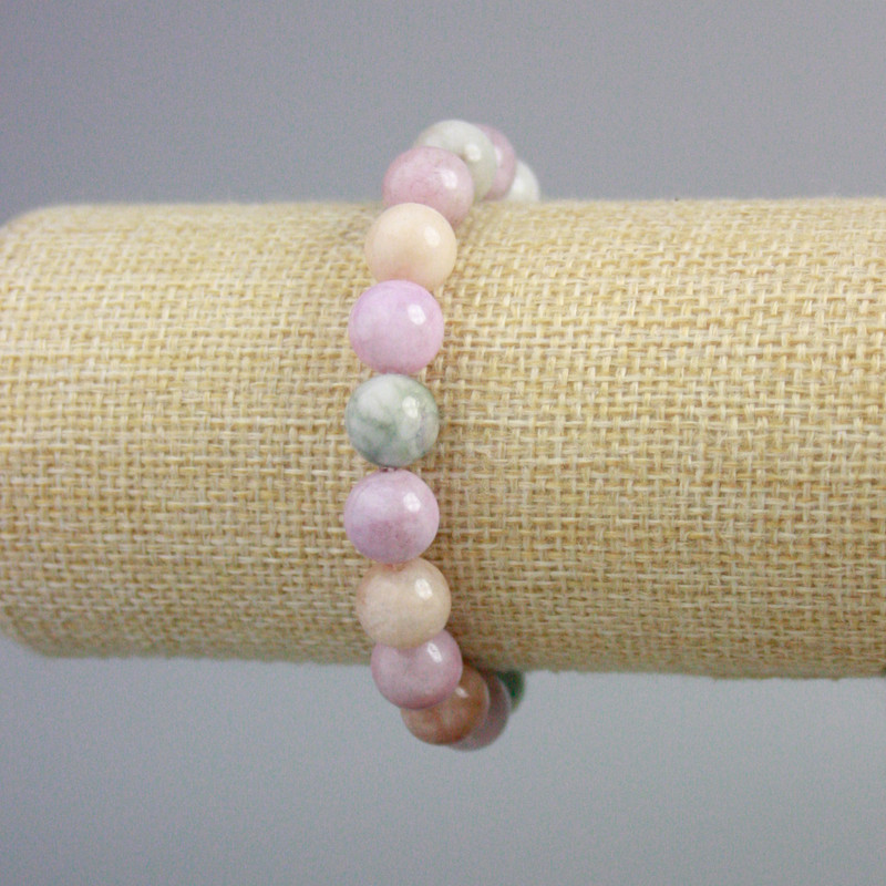 Buntes Jadeit-Armband, glatte Kugeln, Durchmesser ca. 10 mm, Länge ca. 18 cm (Stretch)